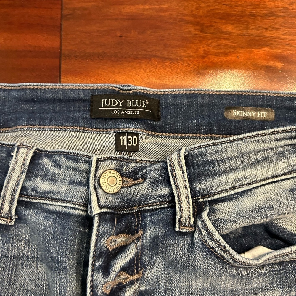Judy Blue Distressed Skinny Jeans High Rise Stretch Frayed Hem-Women’s - Picture 4 of 11